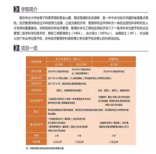 南京林业大学2018年MPAcc招生简章