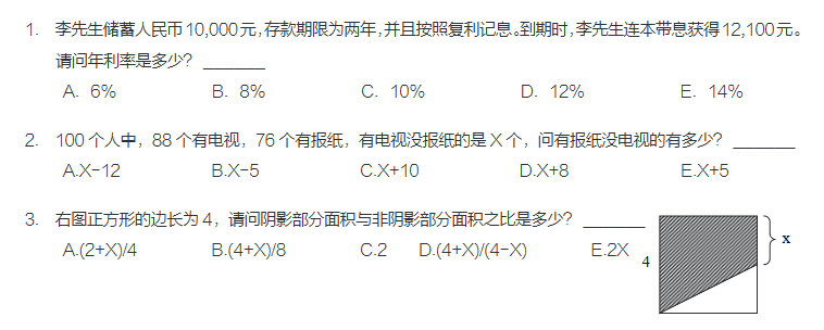 清华经管EMBA学位教育入学综合笔试样题